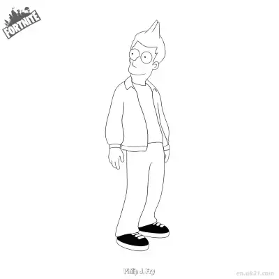 Free printable Philip J. Fry 02 Coloring Page - Free PDF Printable Fortnite Coloring Sheets coloring page